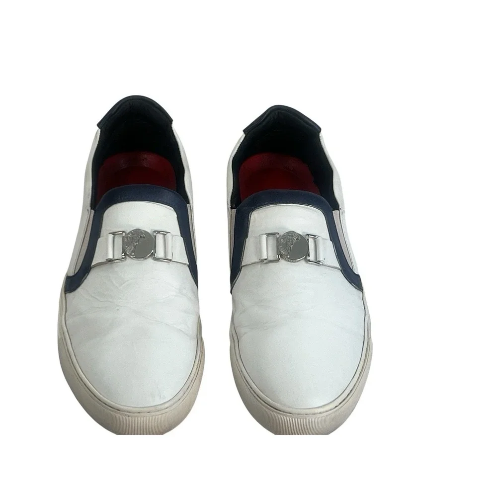 vtg Versace Collection nautical old money Leather Low Top Sneakers 44/US11 - Picture 10 of 11